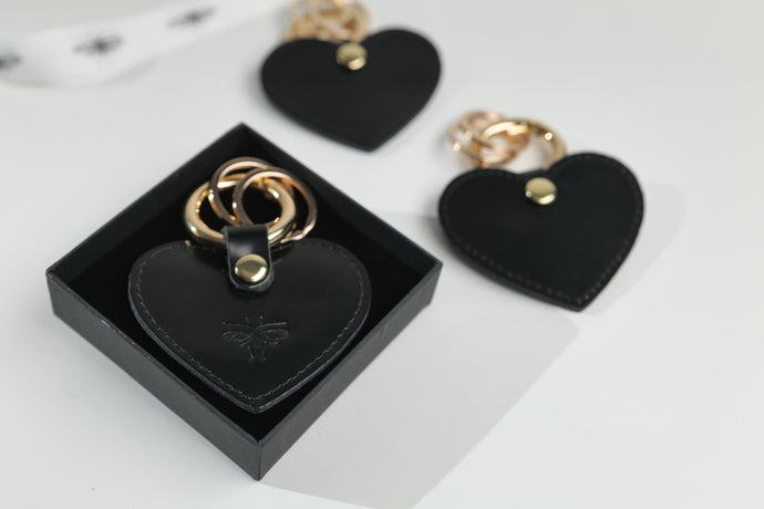 Personalized Black - Heart Keychain