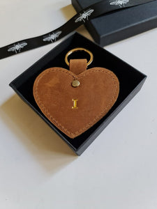 Personalized  Brown - Heart Keychain
