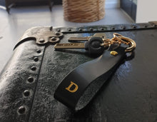 Load image into Gallery viewer, Personalized Black Leather Keychain