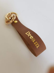 Personalized Brown Leather Keychain