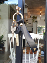 Load image into Gallery viewer, Personalized Black Leather Keychain